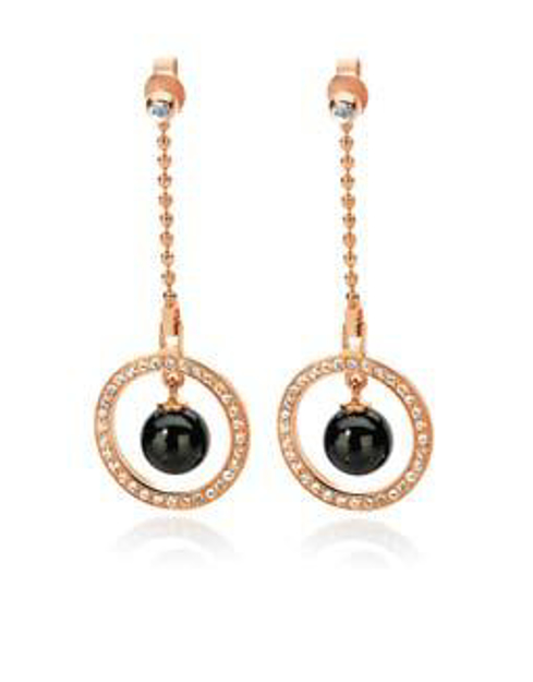 Picture of EARRING MISAKI AVENUE 925 PINK SILVER ROSETTE WITH BLACK PEARL 10 mm