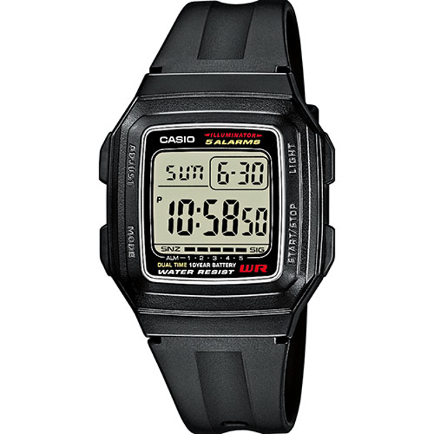 Picture of WATCH CASIO LCD F201 BLACK SQUARE CASE