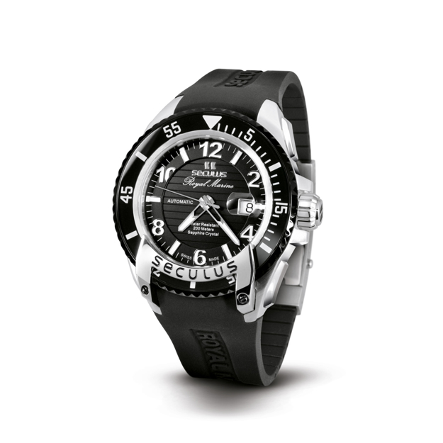 Picture of SECULUS SWISS MADE MEN΄S AUTOMATIC WATCH STEEL CASE WITH SILICON STRAP AND BLACK BEZEL  
