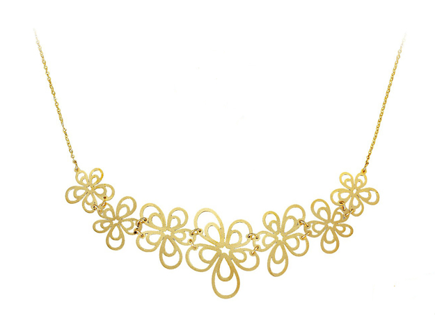 Picture of 14K GOLD ΝΕCKLACE - FLOWERS LASER CUT