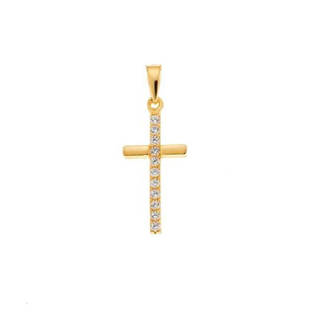 Εικόνα της ΕΠΙΧΡΥΣΟ ΚΟΛΙΕ ΑΣΗΜΙ 925 ΜΙΝΙ ΣΤΑΥΡΟΣ ΜΕ ΑΛΥΣΙΔΑ