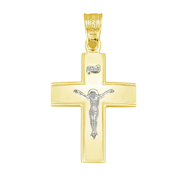 Εικόνα της ΑΝΔΡΙΚΟΣ ΛΕΥΚΟΧΡΥΣΟΣ ΣΤΑΥΡΟΣ Κ14 ΜΕ ΕΣΤΑΥΡΩΜΕΝΟ 